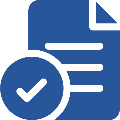 Document icon with a checkmark symbol.