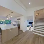 Kitchen and stairs showing contemporary design in Sunnyvale home remodel
