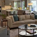 Family room looking toward kitchen in Vintage Oaks Menlo Park traditional home remodel