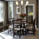 Formal dining room with chandelier in Vintage Oaks Menlo Park traditional remodel