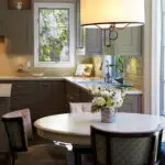 Vintage Oaks Menlo Park kitchen island and tea table with pendant lighting