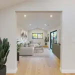 Family room addition with wood flooring