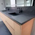 Beautiful black countertop on wood face