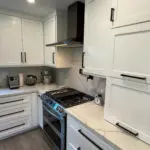 Custom cabinets slab backsplash