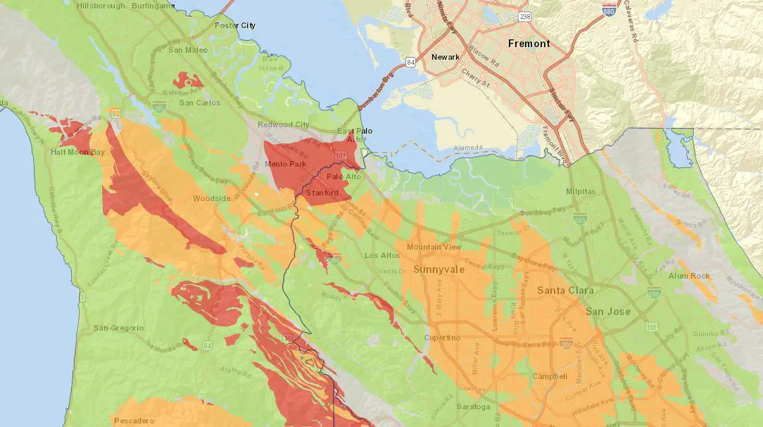 Radon Bay Area California Map of Potential Indoor Air Quality Provided California Department of Conservation